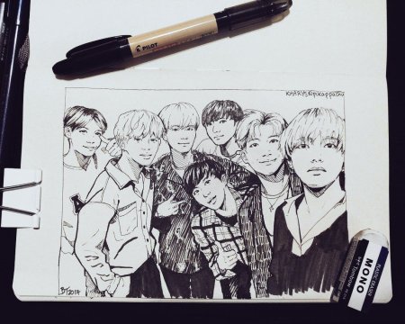 Группа БТС карандашом