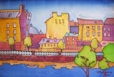 Батик городской пейзаж Питер