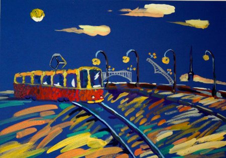 Рисунок ночного города красками