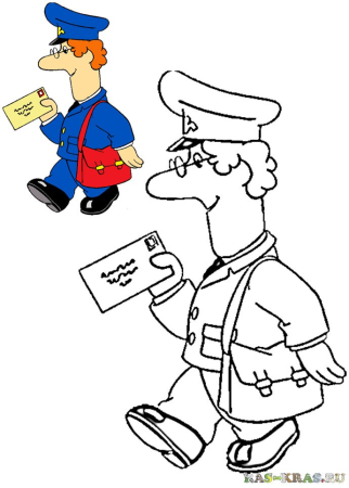 Почтальон раскраска для детей