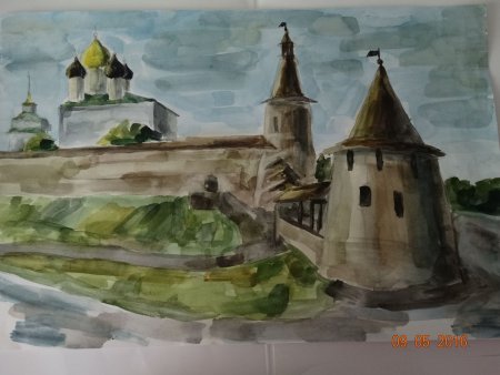 Зарисовка храма Псков