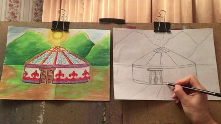 Казахстан юрта рисунок