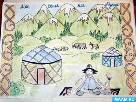 Раскраска юрта в степи