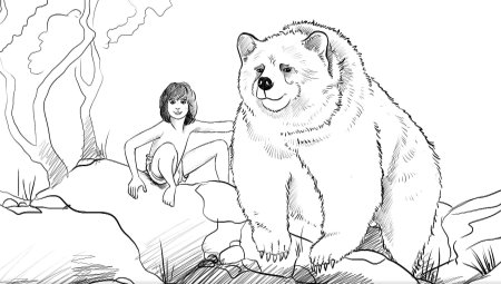 Киплинг Маугли раскраска