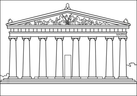 Храм Афины Парфенон черно белый