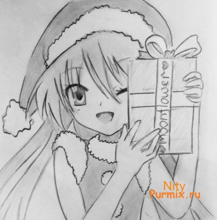 Аниме новый год карандашом