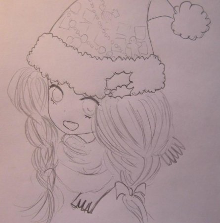 Рисунок новогодней девушки для срисовки