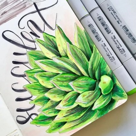 Рисунки маркерами в скетчбуке легкие