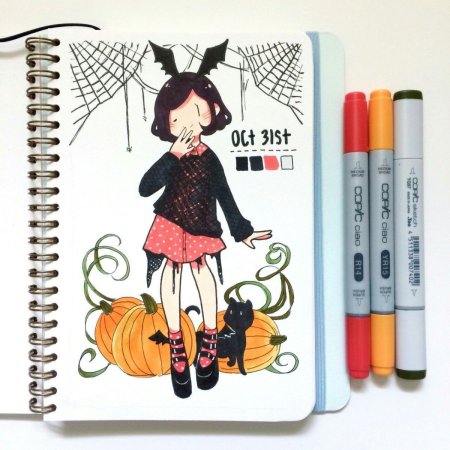 Рисунки для скетчбука лёгкие девочки