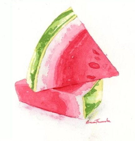 Легкий Арбуз акварелью