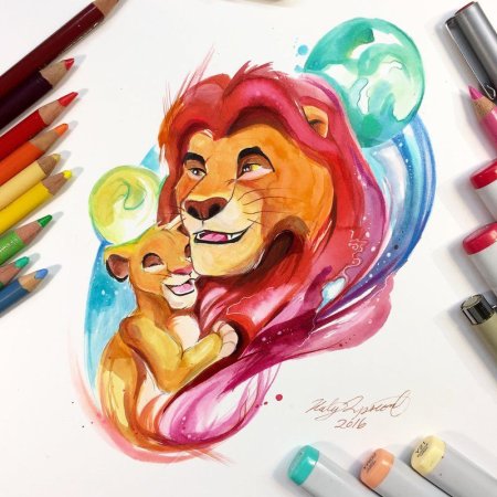 Мультяшки цветными карандашами