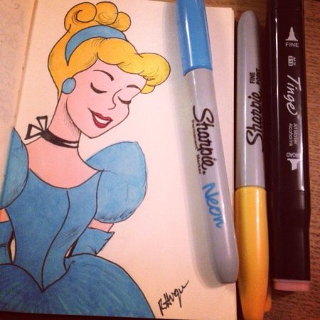 Скетчи маркерами принцессы Дисней