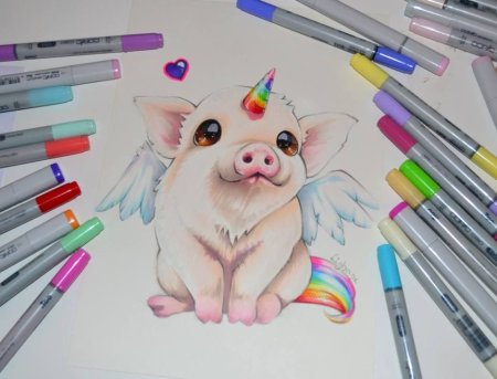 Котенок скетч маркерами