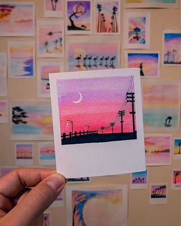 Мини пейзажи акварелью легкие