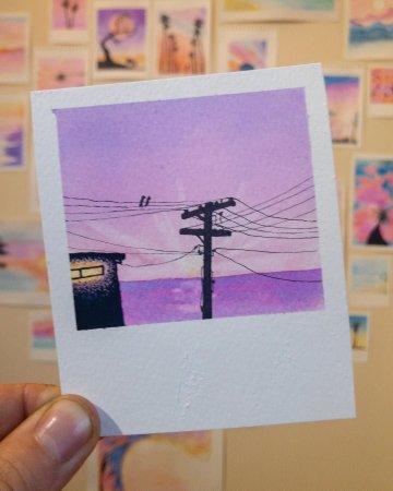 Рисунки акварелью в квадратиках