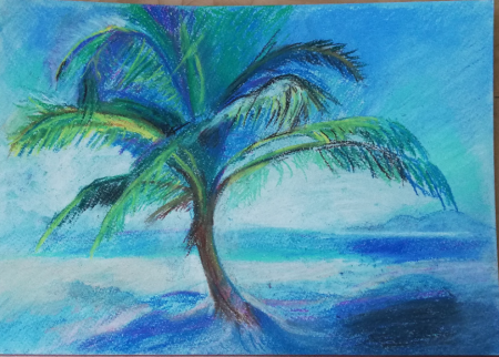 Рисунок мелками на бумаге легкий красным