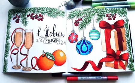 Новогодние идеи для скетчбука