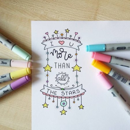Рисунки в скетчбуке маркерами еду