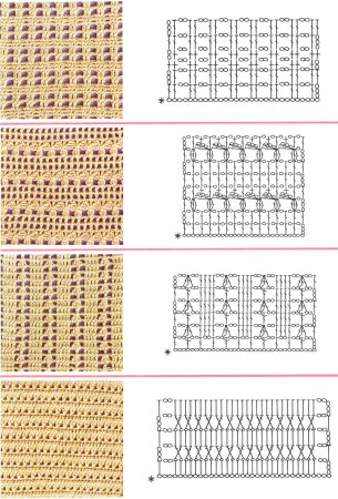 Ажурные узоры крючком со схемами простые