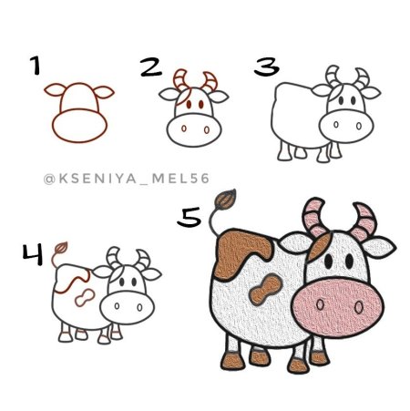 Схема рисования коровы