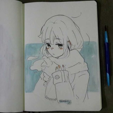 Рисование аниме для скетчбука
