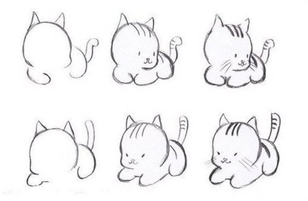 Лёгкий рисунок котёнка для срисовки