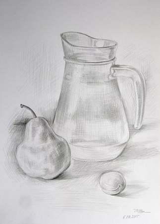 Натюрморт из фруктов карандашом