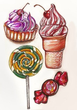 Арбуз цветными карандашами