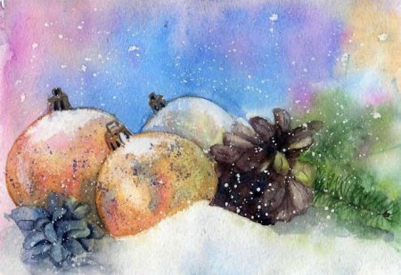 Новогодние рисунки акварелью