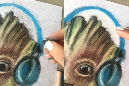 Рисунки мелками на бумаге