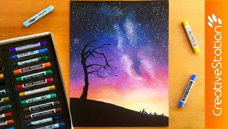 Космос пастельными мелками