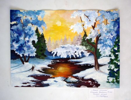 Рисунки зимы гуашью