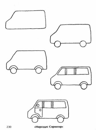 Поэтапное рисование автомобиля