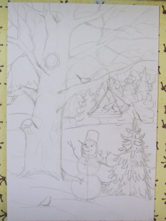 Детские рисунки зима