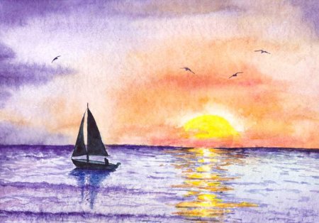 Деревья акварелью