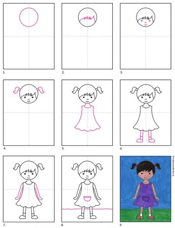 Поэтапное рисование девочки для детей