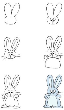 Поэтапное рисование зайчика для детей