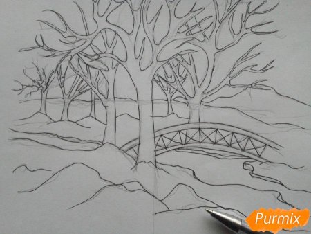 Рисование цветными карандашами пейзаж