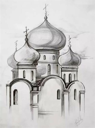 Церковь карандашом