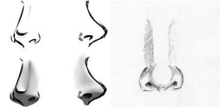 Поэтапмно рисование носа