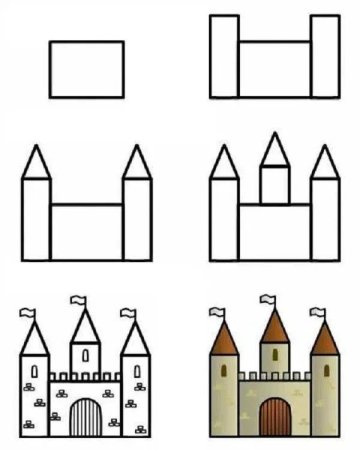 Поэтапное рисование замка