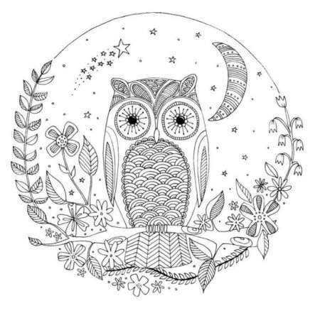 Мандала для раскрашивания Сова