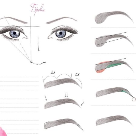 Построение формы бровей схема