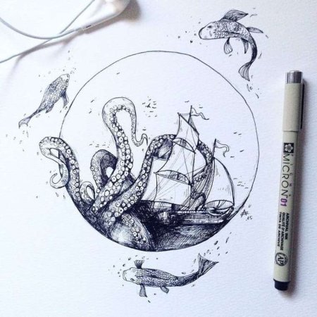 Корабль рисунок карандашом