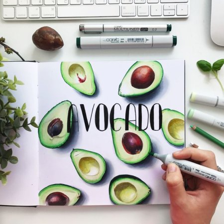 Фрукты скетч маркерами