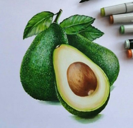 Авокадо скетч маркерами