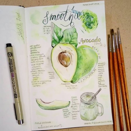 Авокадо скетч маркерами