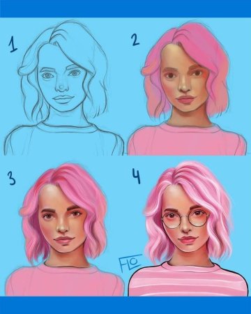 Нарисованные волосы на планшете