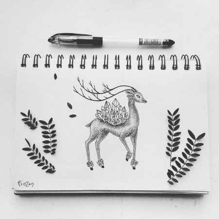 Рисунки точками гелевой ручкой