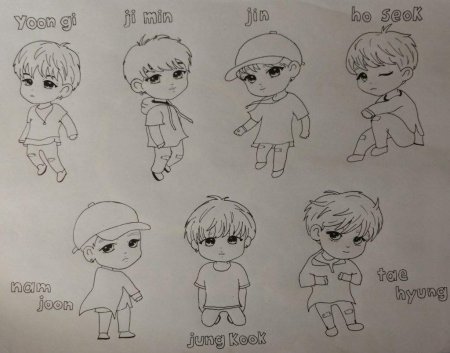 Раскраски БТС Чиби